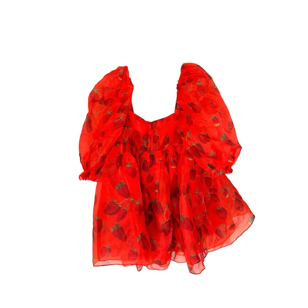 Selkie Red Strawberry-Print Mini Dress - Picture 9 of 12